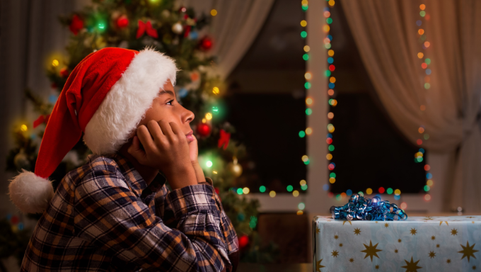 Thoughtful child at Christmas time
